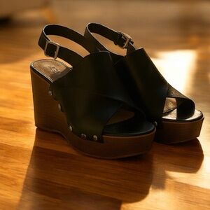a.n.a Black and Brown Wedge Sandals ***NEW***